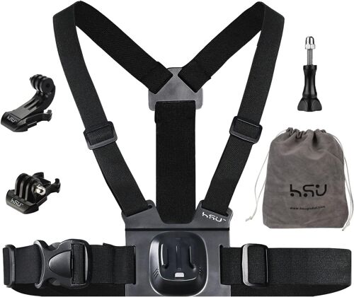 GoPro Mount Harness, Fully Adjustable Chest Strap Accessories for Hero 12/11/10/9/8/7/6/5/4/3 and Action Cameras