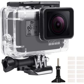 Boîtier Etanche pour GoPro Hero 5/6/7,Boîtier Plongée Etanche de 60 M avec Mont Thumbscrew et 12 Insert Anti-buée Accessoires Kit pour Gopro Hero 5/6/7 Caméra d'action Noire