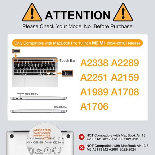 KALANKA-Coque Compatible avec MacBook Pro 13 Pouces 2024 2023 2022-2016 M2 M1 A2338 A2289 A2251 A2159 A1989 A1706 A1708 avec/sans Touch Bar, Étui de Protection Plastique Case Rigide, Rose