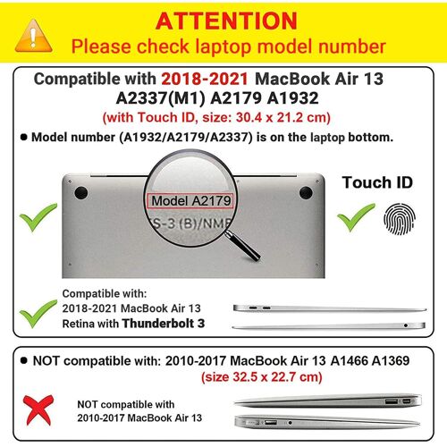 ChicSlick-Coque Compatible Avec Macbook Air 13 Pouces A2337(M1)/ A2179/ A1932, Housse Cover Étui Rigide Et Couvercle De Clavier Pour 2021/2020/2019/2018 Macbook Air 13 Retina,Cristal Clair[X1467]