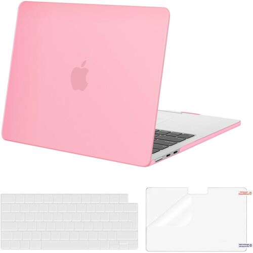 Coque Compatible avec MacBook Air M4 M3 M2 13 Pouce A3240 A3113 A2681 2022 2023 2024 2025,Étui Rigide Housse de Protection pour MacBook Air 13,6 &Clavier&Protecteur D'écran,Rose