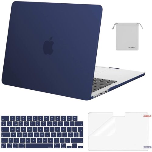 Coque Compatible avec MacBook Air M4 M3 M2 13 Pouces 2022-2025 (A3240/A2681/A3113) 13,6 Pouces Protection Étui Rigide&Clavier QWERTY&Protecteur D'écran&Sac Rangement,Bleu Marin