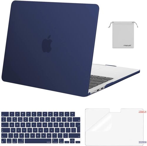 Coque Compatible avec MacBook Air M4 M3 M2 13 Pouces 2022-2025 (A3240/A2681/A3113) 13,6 Pouces Protection Étui Rigide&Clavier QWERTY&Protecteur D'écran&Sac Rangement,Bleu Marin