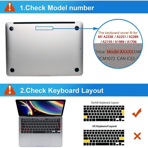 Mat Coque Macbook Pro 13 Pouces M2 M1 2022-2016 A2338 A2289 A2251 A2159 A1989 A1706, Plastique Case Rigide Étui Pour Macbook Pro 13 Avec Touch Bar - Noir Mat Transparent[L1924]