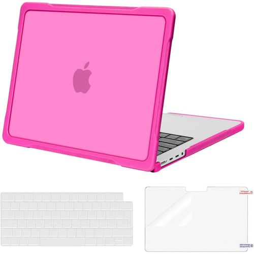 Compatible avec MacBook Pro 14 2025 2024 2023 2022 2021 M4 M3 M2 M1 A3112 A3185 A3401 A2918 A2992 A2779 A2442,Coque Rigide Anti-Rayures en TPU Souple&ClavierCover&Film d'écran,Rose Rouge