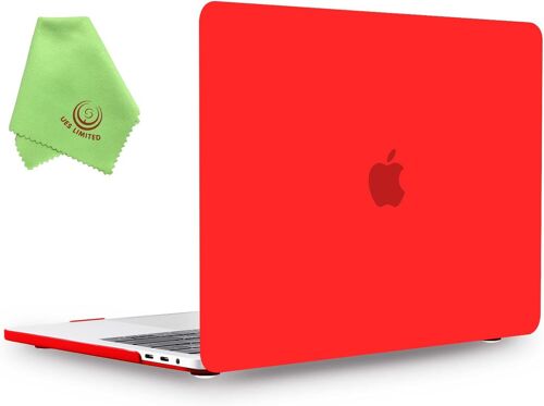 Coque rigide pour MacBook lisse doux au toucher Mat givré + chiffon de nettoyage en microfibre 2016 Macbook Pro 15" (Touch Bar) Red