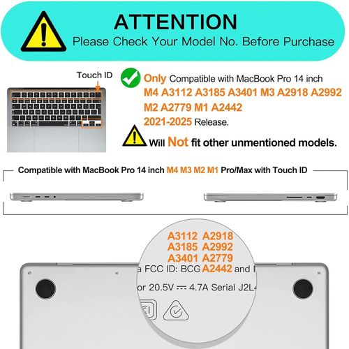 Coque Compatible Avec Macbook Pro 14 Pouces M4 M3 M2 M1 2025-2021 Pro A3112 A3185 A3401 A2918 A2992 A2779 A2442, Protecteur Plastique Coque Rigide Pour Liquid Retina 14,2¿,Bleu Bébé[L2607]