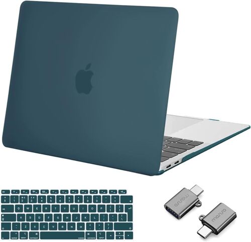 Coque Compatible avec MacBook Air 13 Pouces 2022-2018 Version A2337 M1 A2179 A1932 avec Retina Display, Plastique Coque Rigide&Protection Clavier&Adaptateur Type C 2 Pack,Sarcelle Profonde