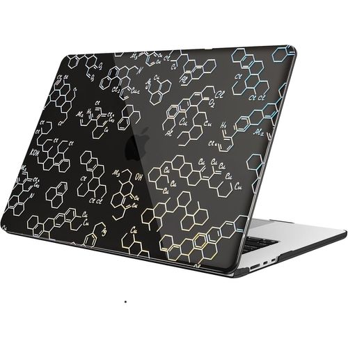 KALANKA-Coque Compatible avec MacBook Air 15 Pouces M4 M3 M2 (A3241/A3114/A2941, 2025/2024/2023) - Coque Fine et Légère Etui Rigide pour MacBook Air 15.3"", Formule Moléculaire(Noir)