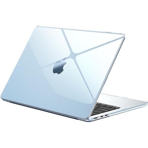 Coque Ultra-Mince Compatible avec MacBook Air 15 Pouces M4 M3 M2 2025 2024 2023 [Match Bleu Ciel] A3241 A3114 A2941, Mac 15"" Étui de Rigide Protection - Cristal Bleu Ciel Transparent
