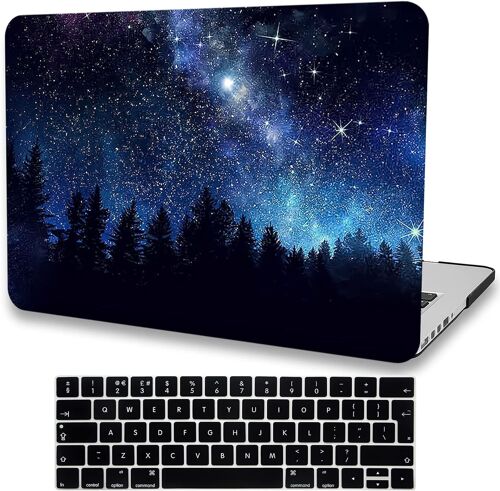 Coque Compatible avec MacBook Air 13,6 Pouces 2022 Version A2681 M2 Chip,Dégager Plastique Coque Rigide Case & EU Protection Clavier,Forêt Nuit Ciel
