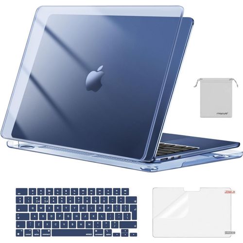Coque Compatible avec MacBook Air M4 M3 M2 13 Pouces 2022-2025 (A3240/A2681/A3113) 13,6 Pouces Protection Étui Rigide&Clavier QWERTY&Protecteur D'écran&Sac Rangement,Minuit Cristal