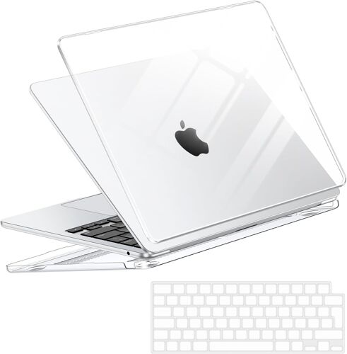 Coque Compatible avec MacBook Air 13,6"" 2025 2024 2022 Modèle A3240 A2681 A3113 M4 M3 M2, Housse de Protection Rigide Anti-jaunissement en Plastique Crystal + Clavier Mince en TPU Version EU