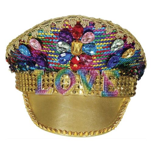 Casquette Capitaine Love Strass Multicolore Adulte