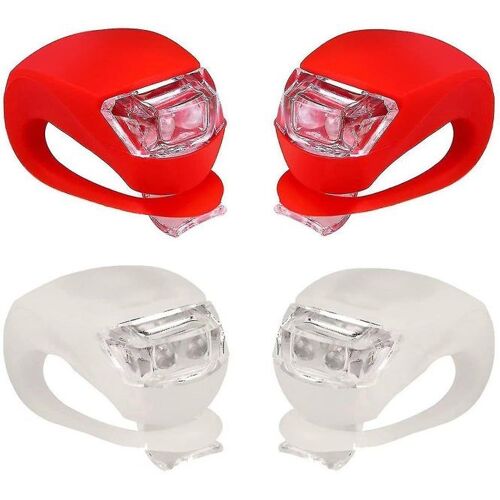 Ensemble D'éclairage Led Pour Vélo En Silicone - Feux Avant Et Arrière Étanches Pour Une Visibilité Maximale, Installation Facile, 3 Modes, Lot De 4 Pièces