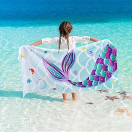 Serviette De Plage Sirène-76 X 150cm Queue De Sirène Polyester Serviettes De Camping Pour Filles Enfants Séchage Rapide Ultra Absorbant Super Doux Couverture De Plage Piscine Natation
