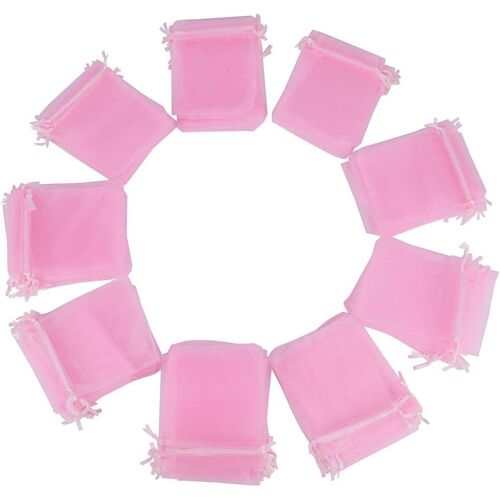 100Pcs 10 * 12cm Pochettes Mariage Sachets Organza Sacs Rose Cadeau Bijoux Sachets Lavande avec Rubans pour Noël Fêtes Anniversaire