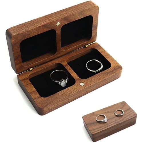 Boîte En Bois Pour Les Anneaux, Boîte En Bois De Noyer Pour Les Bagues, Boîtes À Bijoux, Boîte Pour Les Anneaux De Mariage, Boîte En Bois Pour L'anneau, Boîte Pour Les Anneaux, Noël, Mariage