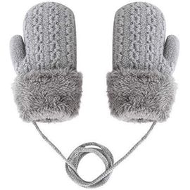 Gants De Tricot Pour Les Bébés Et Les Enfants (En Gris), Des Mitaines Magie De L'hiver, Chaud, Épais, Avec Doublure En Polaire Thermique, Doux Et Isolant, Pour La Neige Le Froid Et La Neige, Avec Co