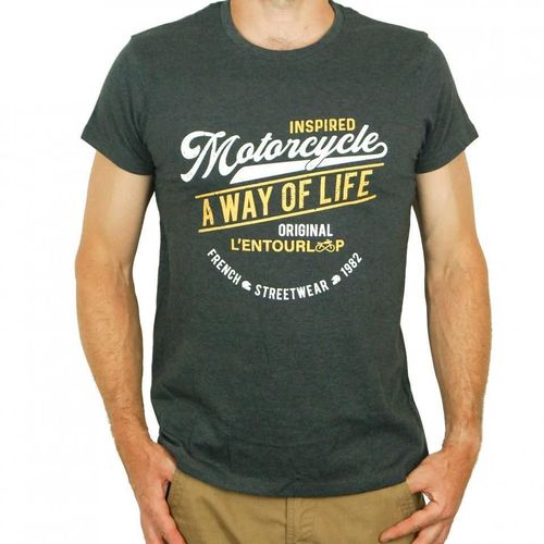 Tee Shirt Chiné Pour Moto Homme L'entourloop Original Anthracite Taille L