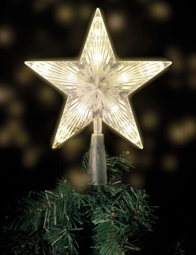 KAL-Pointe De Sapin De Noël Avec 10 Led, Prise Électrique, 18 X 22 Cm, En Blanc Chaud, Forme Étoile