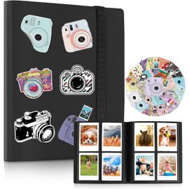 Maa-Album Photo 160 Pochettes Pour Photos De 6.5 * 9 Compatibles Avec Le Film Instax Mini/Kpop Photocards, Accessoires Pour Appareils Photo Instantanés Avec 50 Autocollants Colorés (Noir)