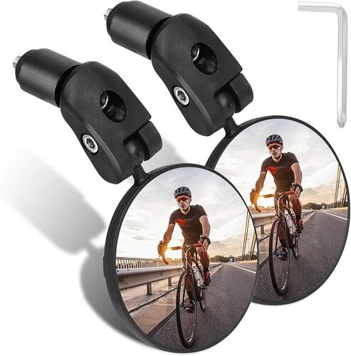 Lot De 2 Rétroviseurs De Vélo, Grand Angle Hd, Réglables À 360 Degrés, Rotatifs Et Convexes Pour Guidon De Vtt