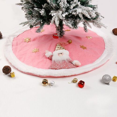 96 cm Jupe d'Arbre de Noël, Arbre de Noël (Santa Claus) de la Couverture du Pied, Décoration d'Arbre de Noël, Joyeux Jupe d'Arbre de Noël Arbre de Noël Tapis de, en Trois Dimensions Rose en Peluche