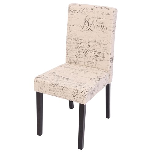 Chaise de salle à manger Littau, chaise de cuisine, tissu/textile   crème d'écriture, pieds foncés