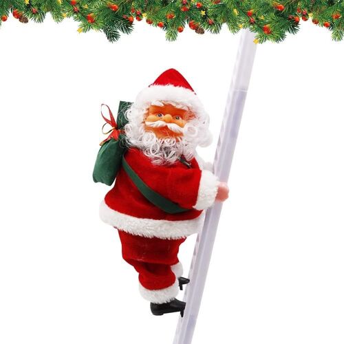 Sur l'Échelle de Santa, Noël, Figurine Ornement, Électrique à l'Échelle du père Noël, pour la Fête de Noël, Décoration de Porte de Décoration de Cadeaux