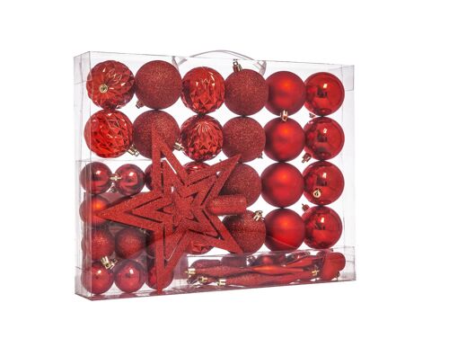 49 Rouge Boules de Noël - Incassable en Plastique Boules de Noël - Décorations de Noël - Décorations d'Arbre de Noël à l'Intérieur ou à l'Extérieur des Décorations de Noël Brillant et Pailleté Ornement de Noël