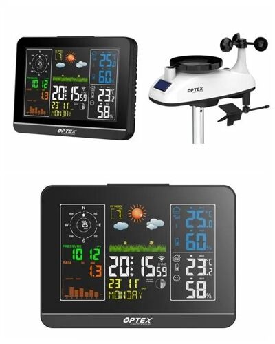 STATION METEO PRO COULEUR WIFI HEURE/ANEMOMETRE/PLUVIOMETRE EXTERIEURE + Porte clé siffleuse compatible Application TUYA