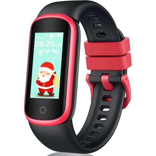 Montre Connectée Enfant Sport Contient Podomètre Cardiaque Sommeil Rouge Noir