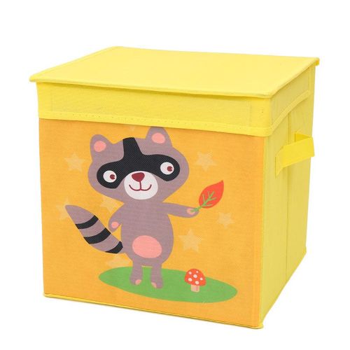 Boîte de rangement (raton laveur orange, env. 28 x 28 x 28 cm), organisateur de jouets, de seaux, de pliage, de salle de séjour, chambre d'enfants, salle de jeux, des motifs animaliers