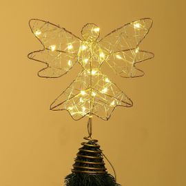 Étoile de noël (Or) l'Ange de la Forme avec une Lampe et Spirale Métallique à la Base, Alimenté par Batterie, de Noël, de la Décoration d'Intérieur pour la Maison, la Chambre à coucher, Salle de Séj