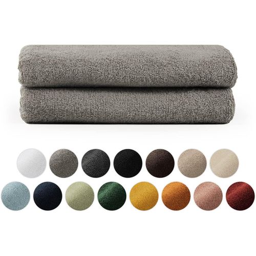 Essuie Main Gris-Lot De 2-Serviette Main Coton-Serviette De Toilette 50x100-Certifié Oeko-Tex®