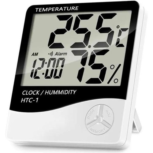 Thermomètre Hygromètre Intérieur - HTC-1 - Écran LCD - Température - Humidité - Plage de -10¿ à +50¿