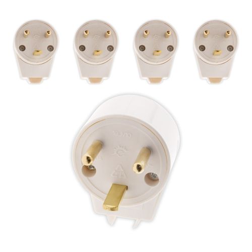 Lot de 5 - Fiche mâle 20A coudée 2 P+T Blanc