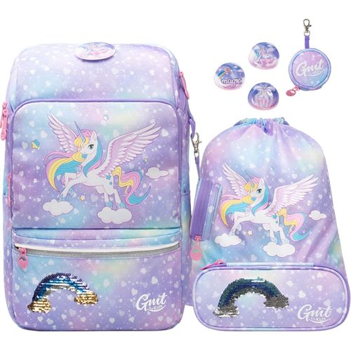 Cartable Licorne Fille Primaire,Sac À Dos Enfant Fille,Paillettes Sacs À Dos Enfant Rainbow Backpack Glitter,Sets De Sacs Scolaires 3 Pièces Cartable,Ultraléger 0.75 Kg(Licorne,22L)