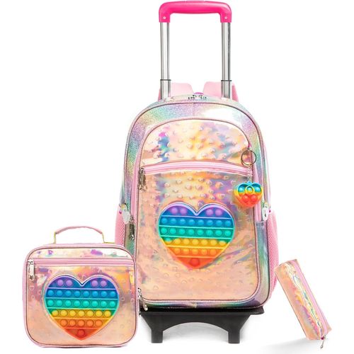 ASFASFq-Egchescebo 17¿ Zaino Trolley Scuola Elementare Rimovibile Bambina con Viaggio