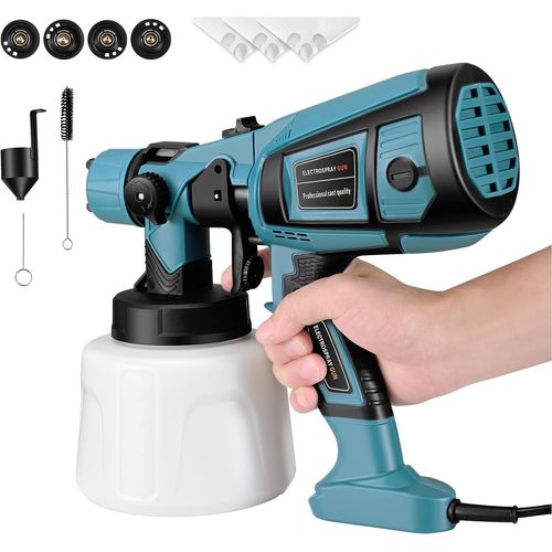 Checarzhn--No1-Pistolet A Peinture,800w Hvlp Pistolet À Peinture Électrique,4 Buses En Cuivre Et 3 Motifs, Réservoir De 1400 Ml, Pour Intérieur Et Extérieur De Maison, Armoires, Clôtures