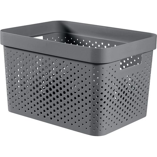Panier de rangement Infinity 17L Recyclé-Rangement Multiusage,Empilable et Emboîtable-35,5 x 26,2 x 21,9 cm-Gris Anthracite