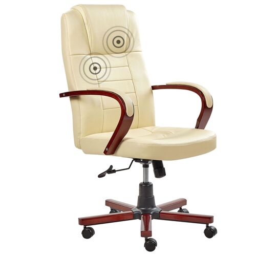 Fauteuil massant en cuir beige avec fonction chauffage DIAMOND