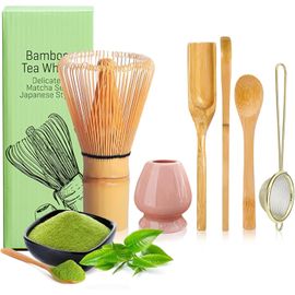Tianyi-Lot De 6 Fouets À Matcha - Accessoires Japonais Pour La Cérémonie Du Matcha Avec Cuillère À Matcha, Cuillère À Café Traditionnelle, Cuillère À Café, Passoire À Thé, Porte-Pinceau À Thé En