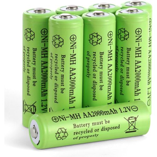 Kalanka-Ni-Mh Piles Rechargeables Aa, 8pcs 2000mah 1,2v Haute Capacité Pré-Chargées Nimh Piles, Pour Frontale Led, Télécommande, Guirlandes Lumineuses