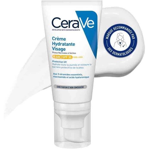Kalanka-Cerave - Crème Hydratante Visage Spf30 - Crème De Jour Avec Protection Uvb + Uva - Acide Hyaluronique, Céramide, Niacinamide, Vitamine E - Peau Normale À Sèche - 52 Ml 