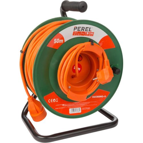lbgwp60-Rallonge Électrique Sur Enrouleur, U Intérieur, Terre Allemande, Protection Thermique, 50 M, 3G1.5, Orange/Vert