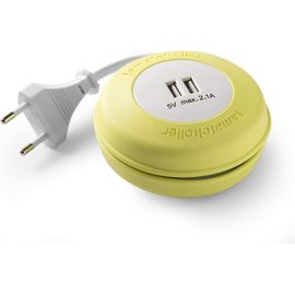 Lbgwp60-Roller | Enroulable Avec 2 Usb | 2 Mètres | Avec Matériau En Silicone | Avec Une Grande Flexibilité Et Résistance | Jaune, Vert, 9 X 9 X 4 Cm