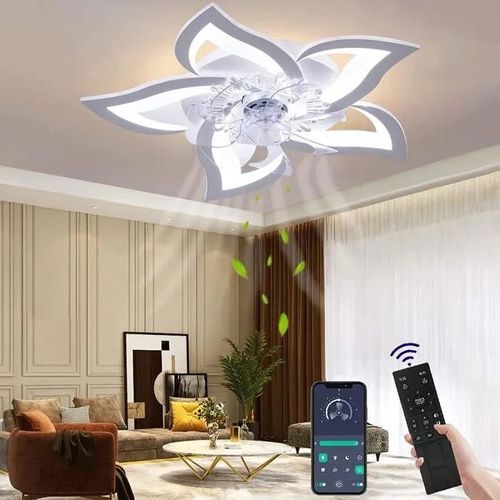 Ventilateur de Plafond avec Éclairage Silencieux Moderne Led avec Télécommande Minuterie Forme de Fleur Design Ventilateur.[Q1289]