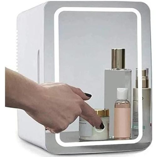 Mini Frigo Cosmétique Portable,Panneau Verre+Éclairage LED,avec Réglage Chaud Et Froid,pour Le Maquillage,8 litres